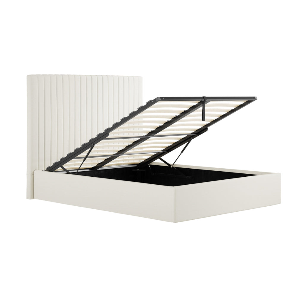 Berlin Milk Velvet Tall Ottoman Double Bed